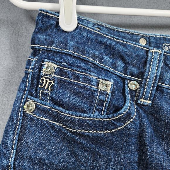 Miss Me Jeans 29 Dark INDIGO Blue JS5151SR Skinny STRETCH Low Rise Plain Pocket - Picture 11 of 12